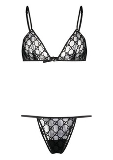 GUCCI GG-embriodered tulle lingerie set