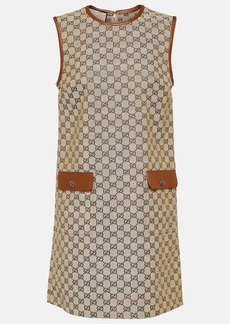 Gucci GG leather-trimmed canvas minidress