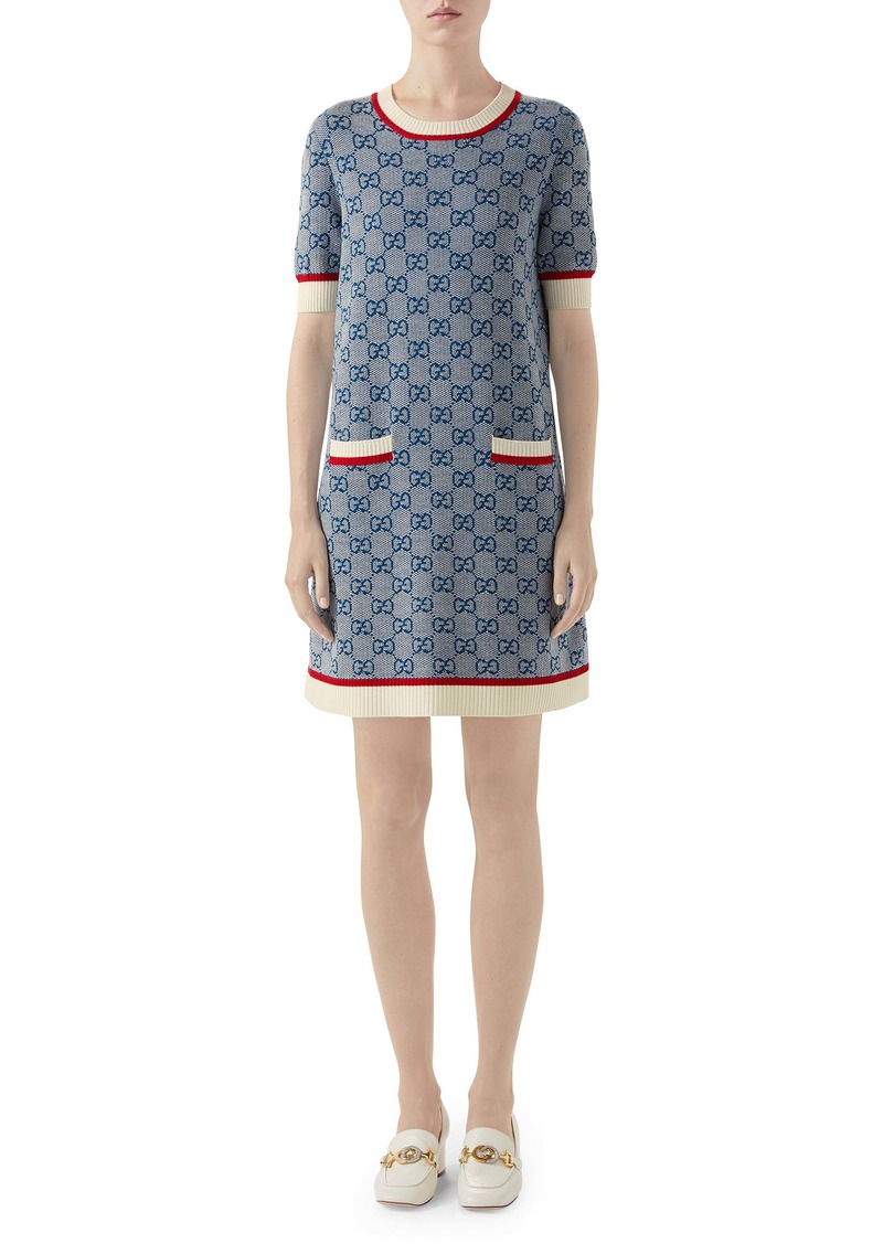 Gucci Gucci GG Logo Jacquard Shift Sweater Dress | Dresses