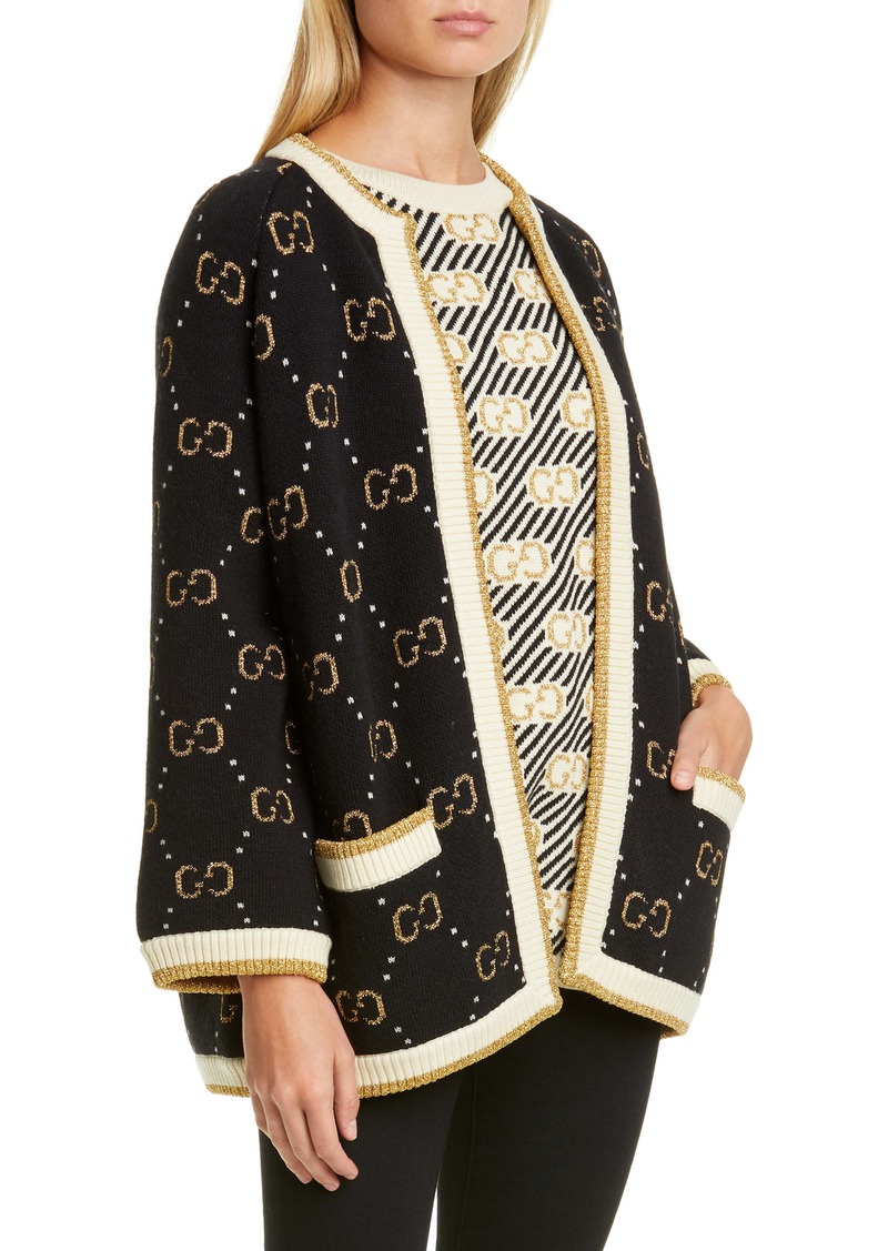 gg jacquard wool cardigan