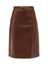 Gucci GG-plaque leather midi skirt