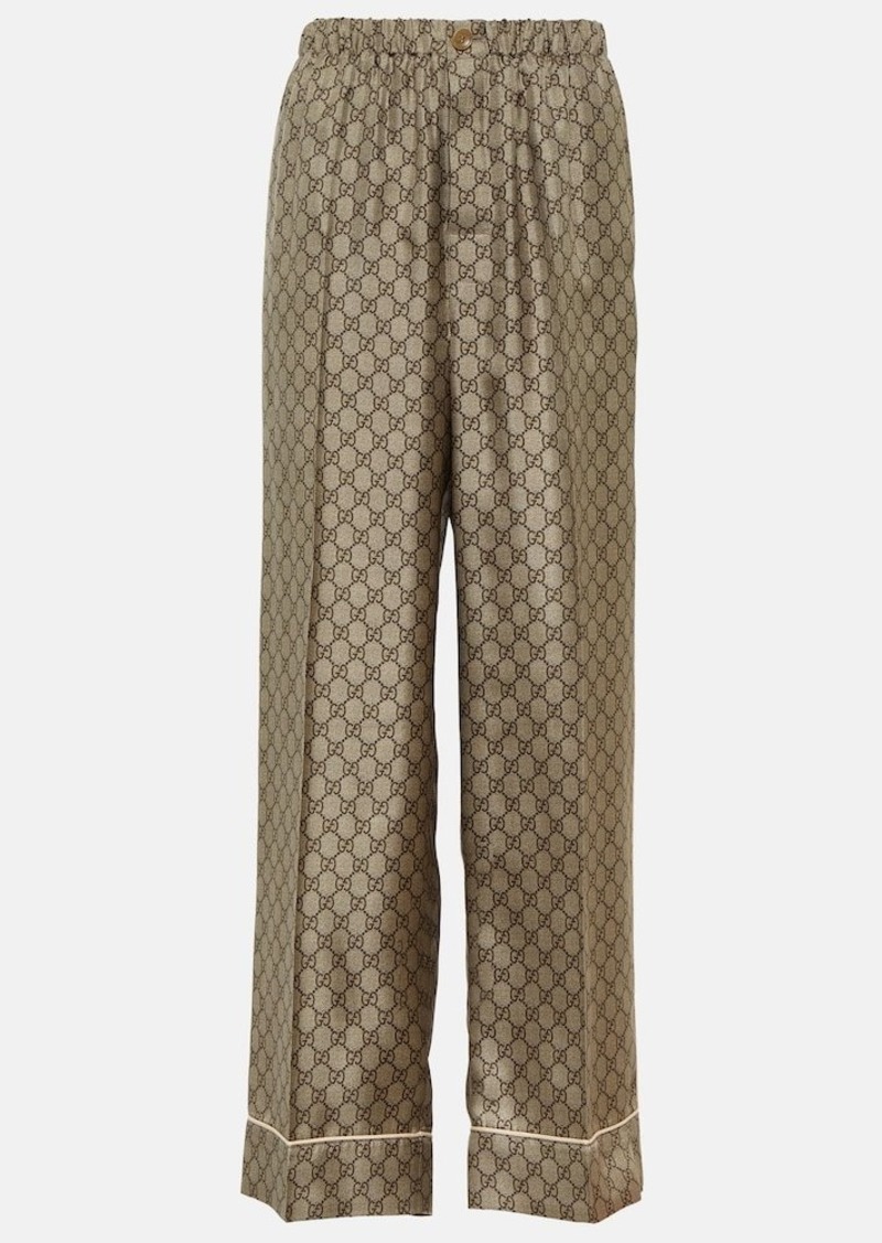 Gucci GG Supreme wide-leg silk pants
