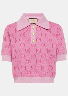 Gucci GG cropped wool jacquard polo shirt