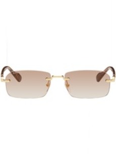 Gucci Gold & Red Rectangular Sunglasses