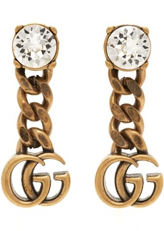 Gucci Gold Crystal Double G Earrings