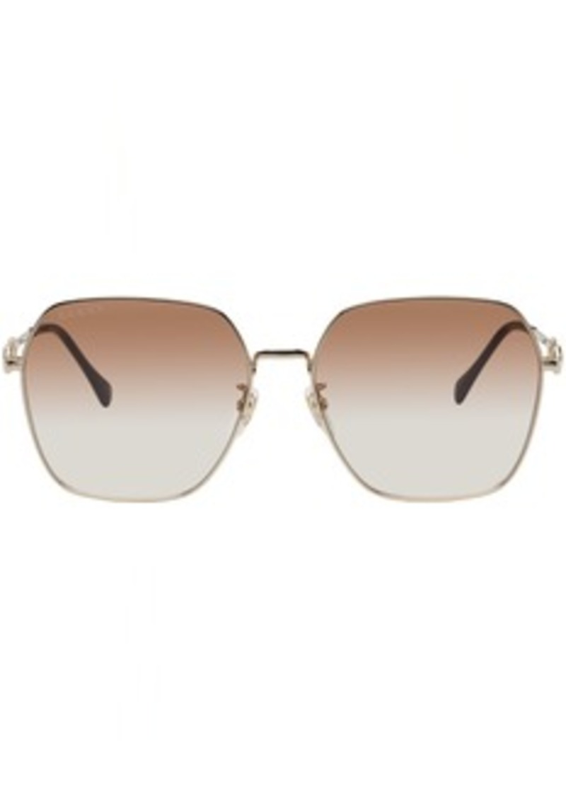 Gucci Gold Oversize Square-Frame Sunglasses