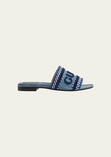 Gucci Jane Logo Denim Slide Sandals