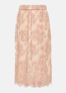 Gucci Floral lace midi skirt