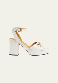 Gucci Lady Leather Horsebit Platform Sandals