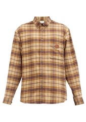 Gucci Leather-appliqué checked cotton-flannel shirt