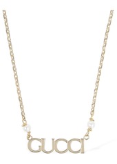 Gucci Lettering Brass & Crystal Necklace