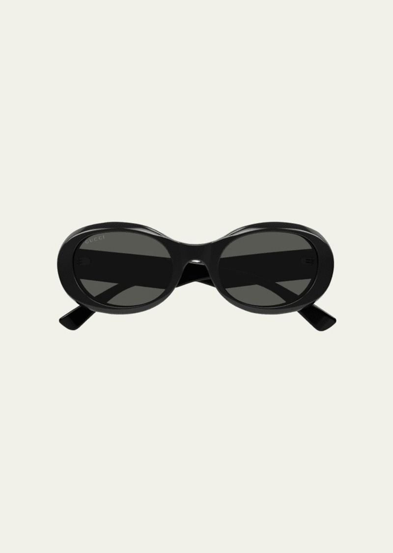 Gucci Logo Acetate Oval Sunglasses