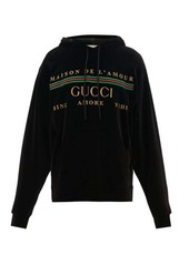Gucci Logo-embroidered velour hooded sweatshirt