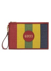 Gucci Logo-printed striped canvas pouch