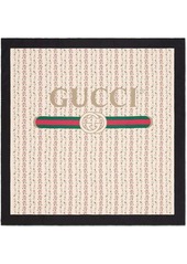 Gucci logo rose print silk scarf