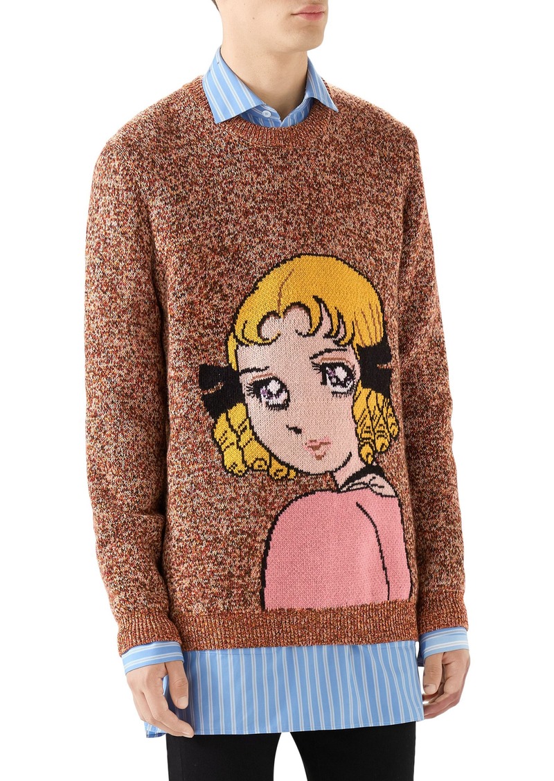 Manga Intarsia Wool Crewneck Sweater 