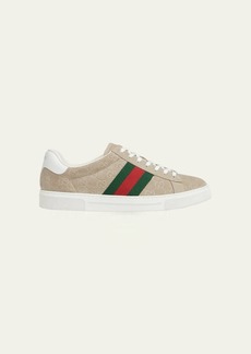 Gucci Men's Ace Suede Monogram Low-Top Sneakers