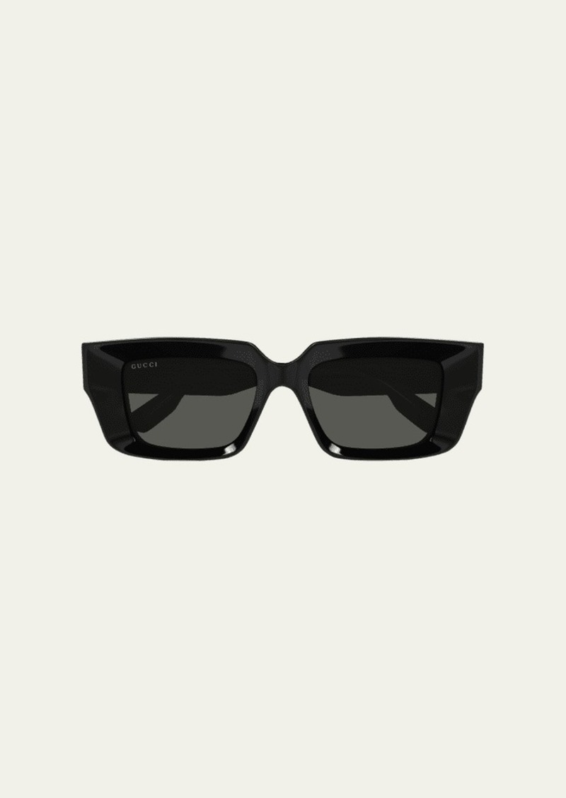 Gucci Men's Acetate and Nylon Rectangle Sunglasses