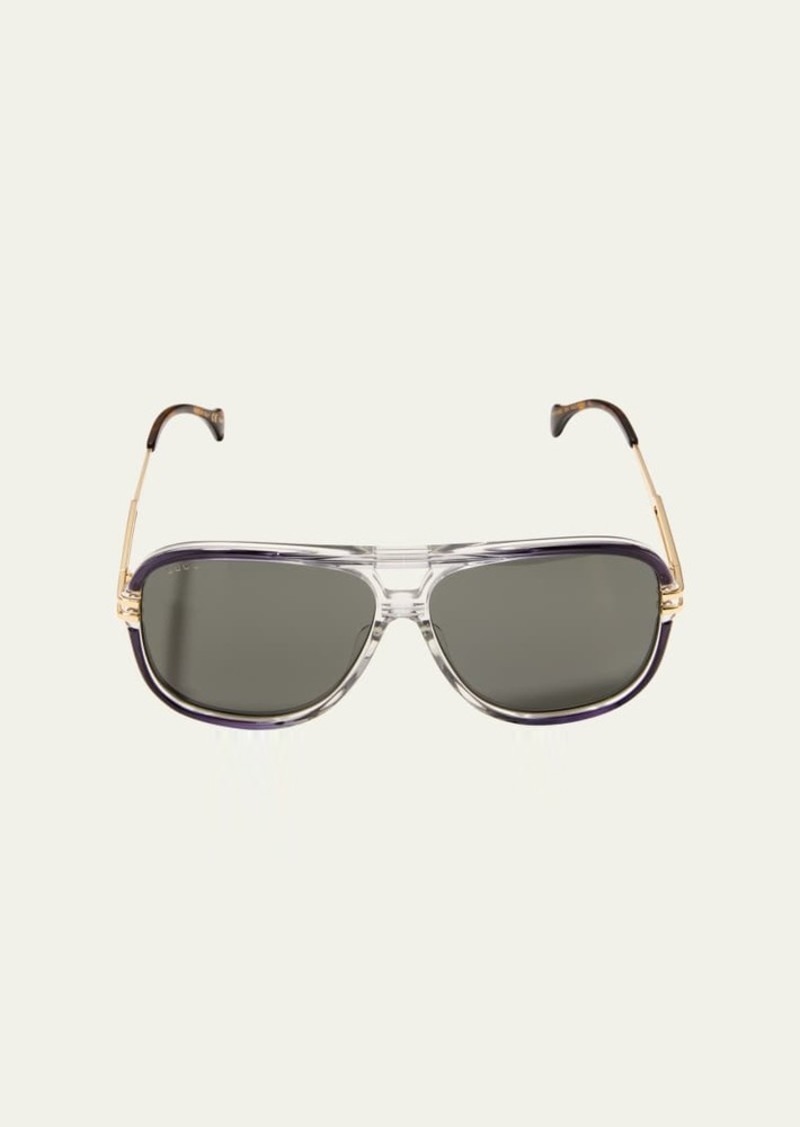 Gucci Men's Acetate Aviator Sunglasses