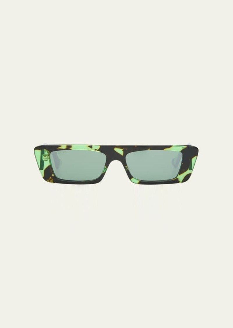 Gucci Men's Acetate Rectangle Sunglasses