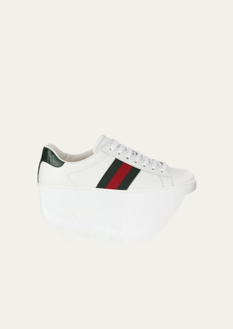 Gucci Men's New Ace Web Low-Top Sneakers