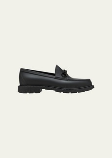 Gucci Men's New Dark Rubber Bit Loafers