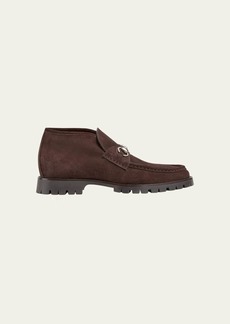 Gucci Men's Sylke Suede Bit Lug-Sole Chukka Boots