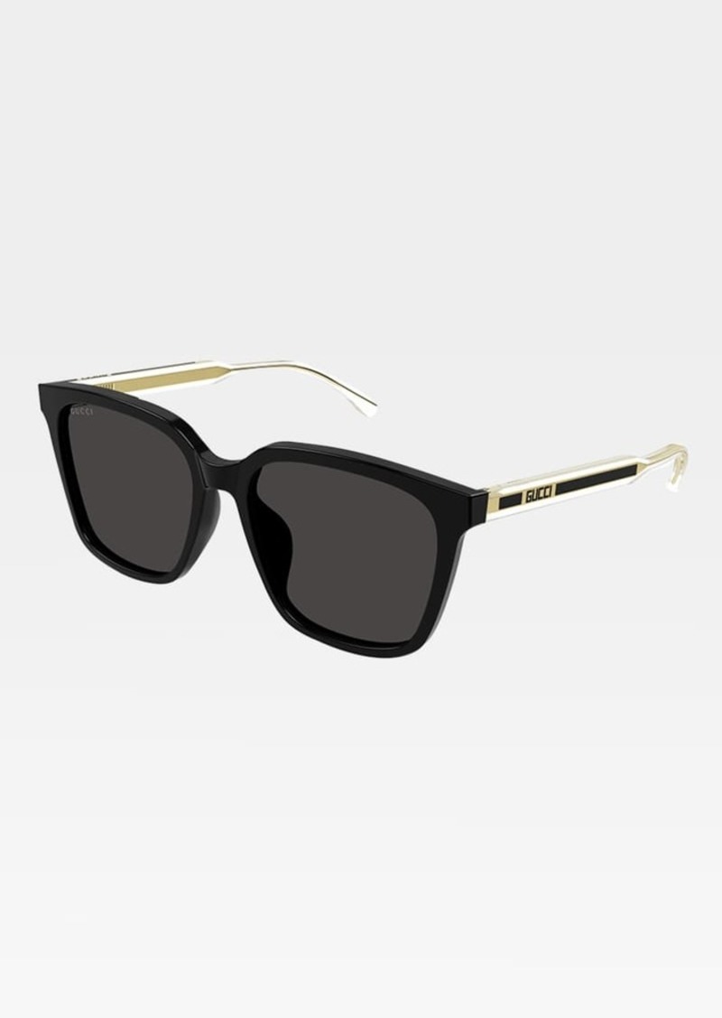 Gucci Men's Temple-Logo Rectangle Sunglasses