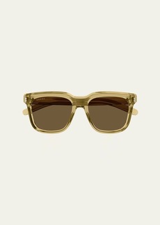 Gucci Men's Transparent Acetate Rectangle Sunglasses