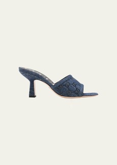 Gucci Monogram Denim Stiletto Sandals