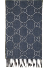 Gucci Navy & Brown Double G Scarf