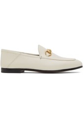 Gucci Off-White Leather Horsebit Loafers