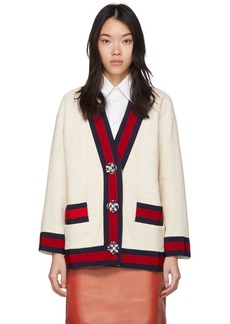 Gucci Off-White Tweed Oversized Cardigan