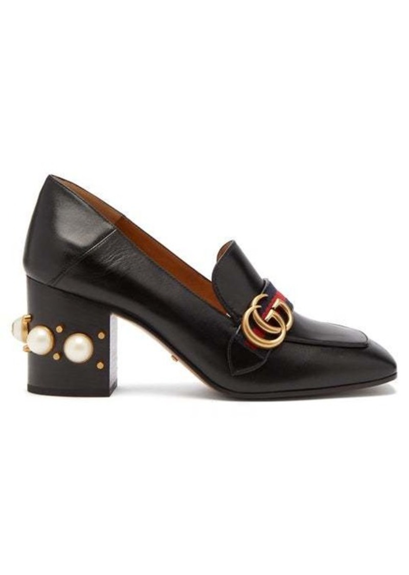 Gucci Gucci Peyton faux-pearl embellished leather loafers | Shoes