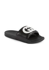 Gucci Pursuit Logo Slide Sandal in Black/White at Nordstrom