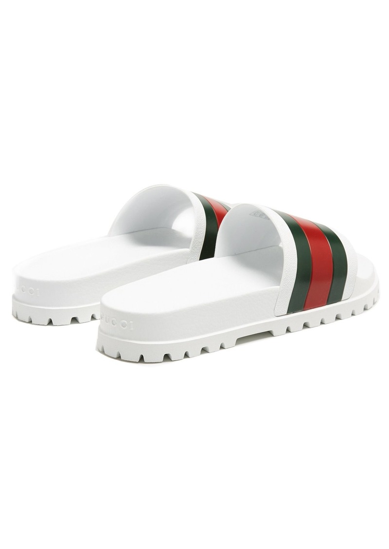 gucci pursuit striped rubber slides