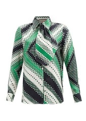 Gucci Pussybow-ties chevron-print silk blouse