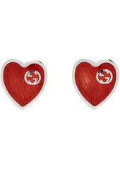 Gucci Red Interlocking G Heart Earrings
