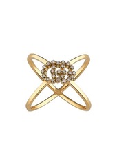 Gucci Running-G Diamond Crossover Ring in Yellow Gold at Nordstrom