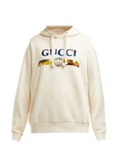 Gucci Sequinned-logo hooded cotton sweatshirt