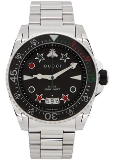 Gucci Silver & Black Dive Watch