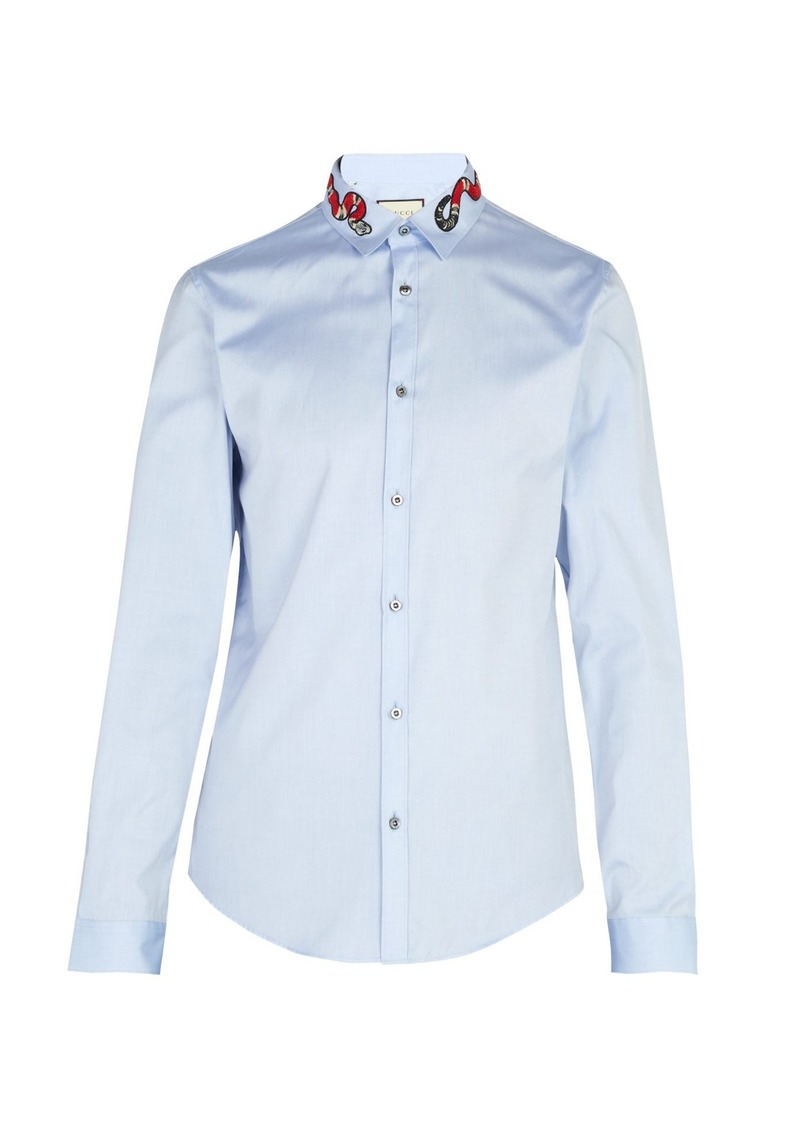 Gucci Gucci Snake Applique Cotton Shirt Dress Shirts