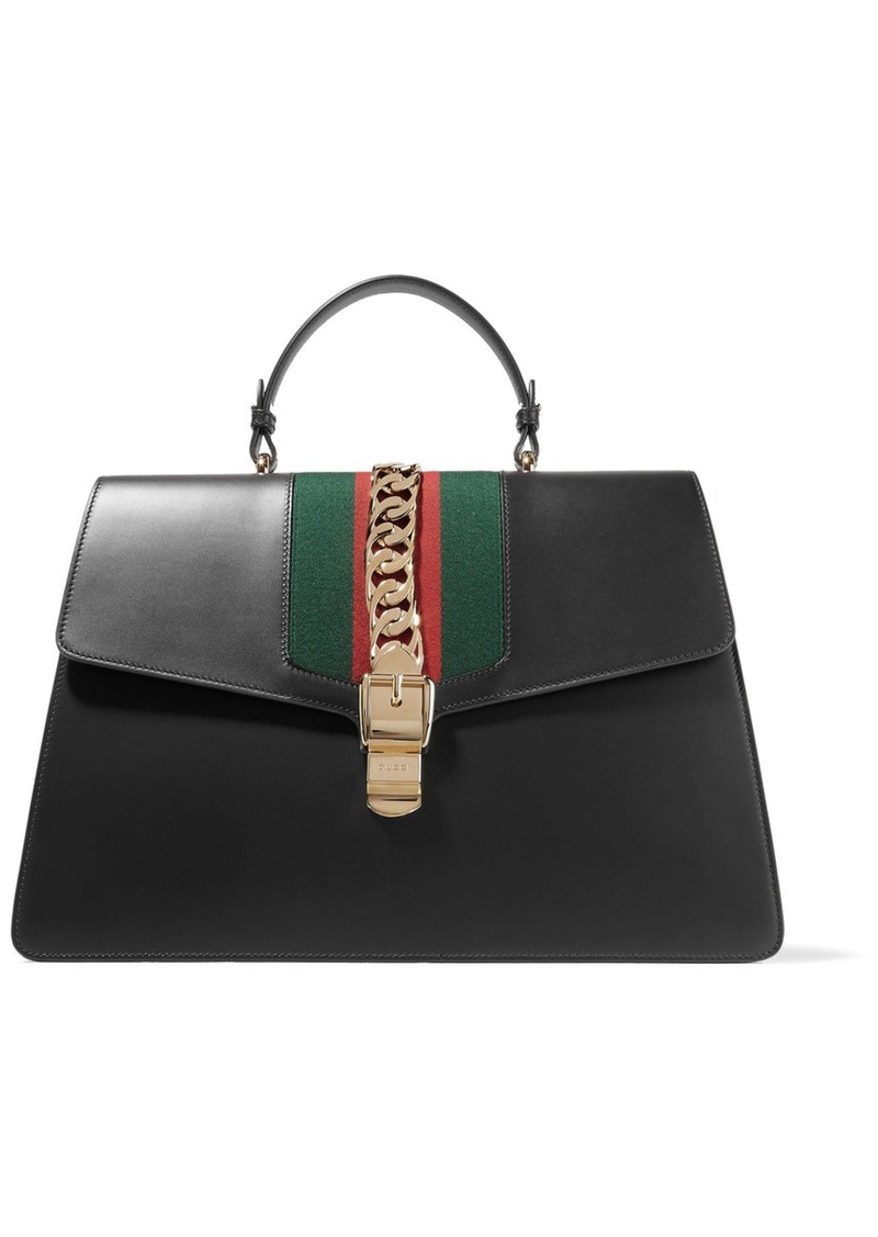 Gucci Sylvie Large Chain-embellished Leather Tote