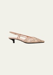 Gucci Tom GG Crystal Mesh Kitten-Heel Pumps