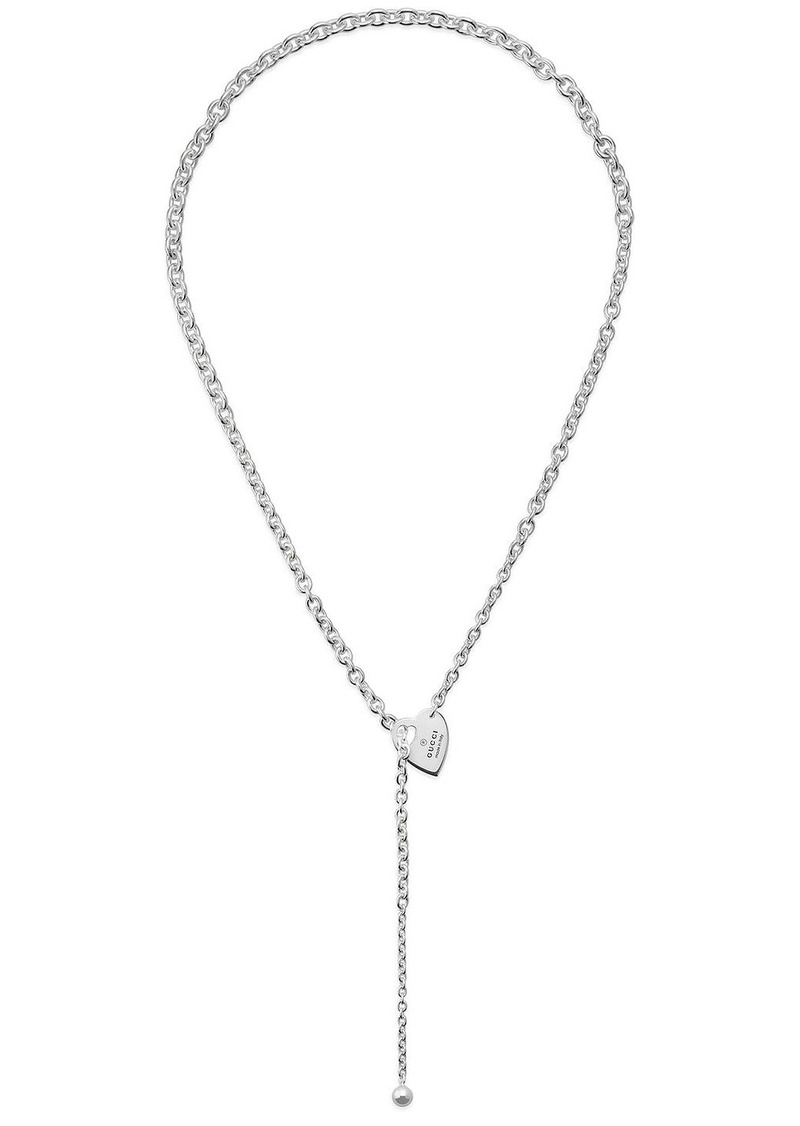 Gucci Trademark Heart Motif Lariat Necklace In Sterling Silver