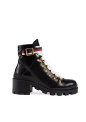 Gucci Trip Lug Sole Combat Boot in Black Leather at Nordstrom