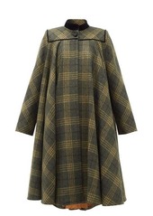 Gucci Velvet-collar checked-wool cape coat