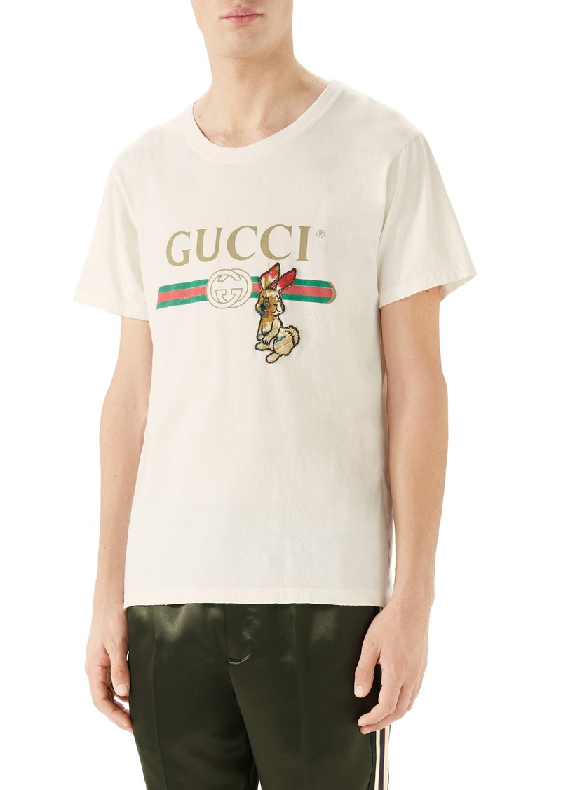 Gucci Gucci Vintage Logo Rabbit Appliqué T-Shirt | T Shirts