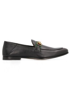 GUCCI WEB DETAIL LEATHER LOAFERS