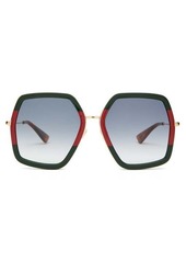 Gucci Web-stripe hexagon acetate and metal sunglasses
